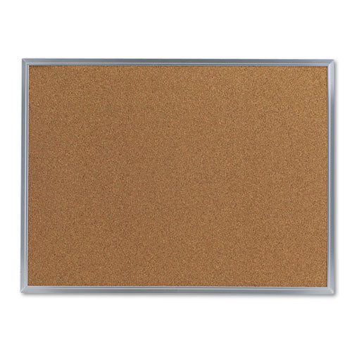 Bulletin Board, Natural Cork, 24 X 18, Satin-finished Aluminum Frame