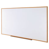 Dry-erase Board, Melamine, 96 X 48, White, Oak-finished Frame