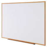 Dry-erase Board, Melamine, 72 X 48, White, Oak-finished Frame