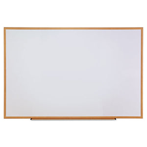 Dry-erase Board, Melamine, 72 X 48, White, Oak-finished Frame