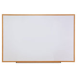 Dry-erase Board, Melamine, 72 X 48, White, Oak-finished Frame