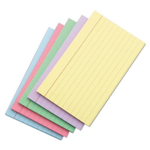 Index Cards, 5 X 8, Blue-salmon-green-cherry-canary, 100-pack