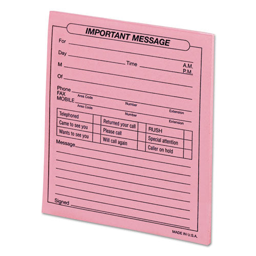 Important Message Pink Pads, 4.25 X 5.5, 50-pad, Dozen