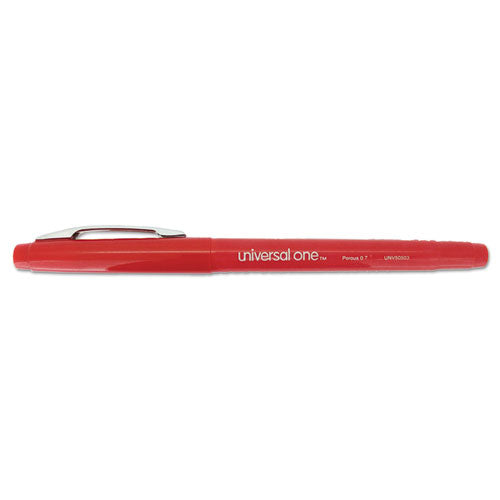 Stick Porous Point Pen, Medium 0.7mm, Red Ink-barrel, Dozen