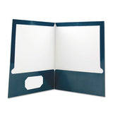 Laminated Two-pocket Folder, Cardboard Paper, Navy, 11 X 8 1-2, 25-pack