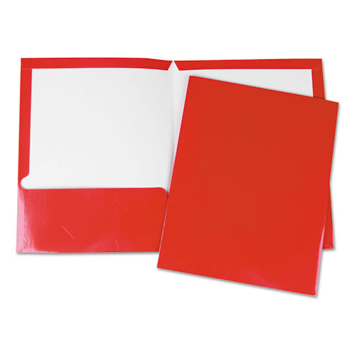 Laminated Two-pocket Folder, Cardboard Paper, Red, 11 X 8 1-2, 25-pack