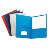 Two-pocket Portfolio, Embossed Leather Grain Paper, Light Blue, 25-box