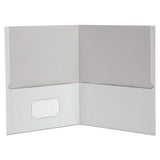 Two-pocket Portfolio, Embossed Leather Grain Paper, White, 25-box