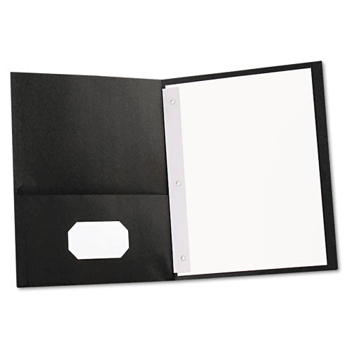 Two-pocket Portfolios With Tang Fasteners, 11 X 8 1-2, Black, 25-box