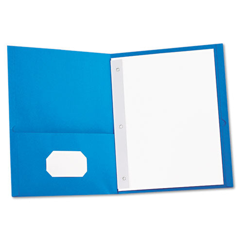 Two-pocket Portfolios With Tang Fasteners, 11 X 8 1-2, Light Blue, 25-box