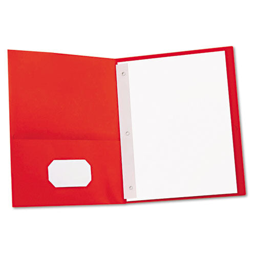 Two-pocket Portfolios With Tang Fasteners, 11 X 8 1-2, Red, 25-box