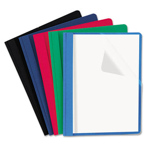 Clear Front Report Cover, Tang Fasteners, Letter Size, Assorted Colors, 25-box