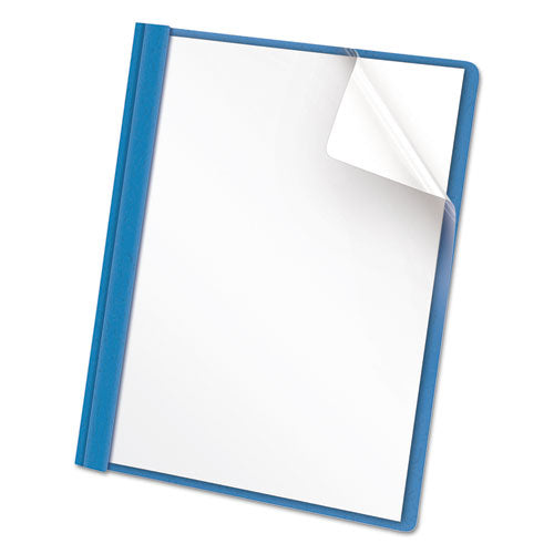Clear Front Report Cover, Tang Fasteners, Letter Size, Light Blue, 25-box