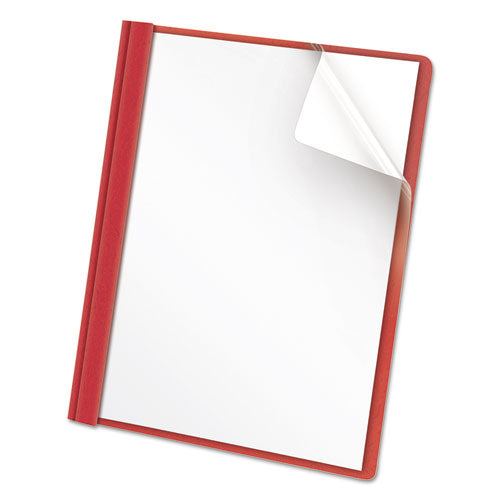 Clear Front Report Cover, Tang Fasteners, Letter Size, Red, 25-box