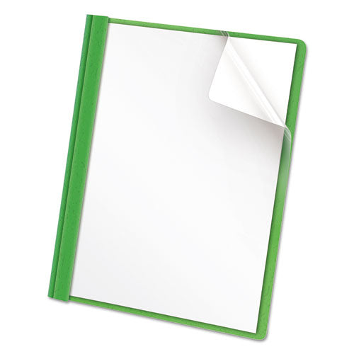 Clear Front Report Cover, Tang Fasteners, Letter Size, Green, 25-box
