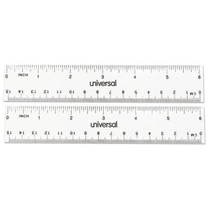 Clear Plastic Ruler, Standard-metric, 6", 2-pack
