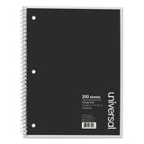Wirebound Notebook, 3 Subjects, Medium-college Rule, Black Cover, 11 X 8.5, 120 Sheets