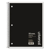 Wirebound Notebook, 3 Subjects, Medium-college Rule, Black Cover, 11 X 8.5, 120 Sheets