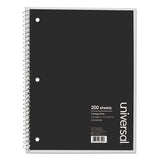 Wirebound Notebook, 3 Subjects, Medium-college Rule, Black Cover, 9.5 X 6, 120 Sheets