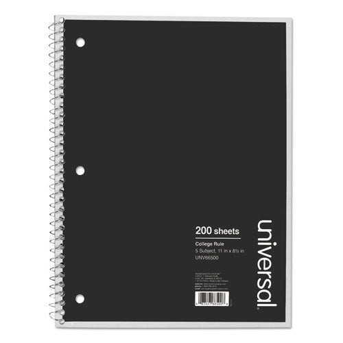 Wirebound Notebook, 4 Subjects, Medium-college Rule, Black Cover, 11 X 8.5, 200 Sheets