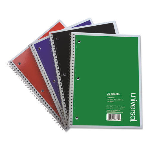 Wirebound Notebook, 4 Sq-in Quadrille Rule, 10.5 X 8, White, 70 Sheets, 4-pack