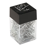 Paper Clips With Magnetic Dispenser, Small (no. 1), Silver, 100 Clips-pack, 12 Packs-carton