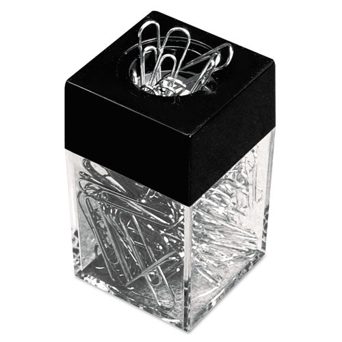 Paper Clips With Magnetic Dispenser, Small (no. 1), Silver, 100 Clips-pack, 12 Packs-carton