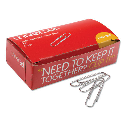 Paper Clips, Jumbo, Silver, 100 Clips-box, 10 Boxes-pack