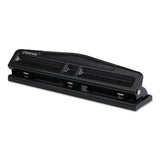 12-sheet Deluxe Two- And Three-hole Adjustable Punch, 9-32" Holes, Black