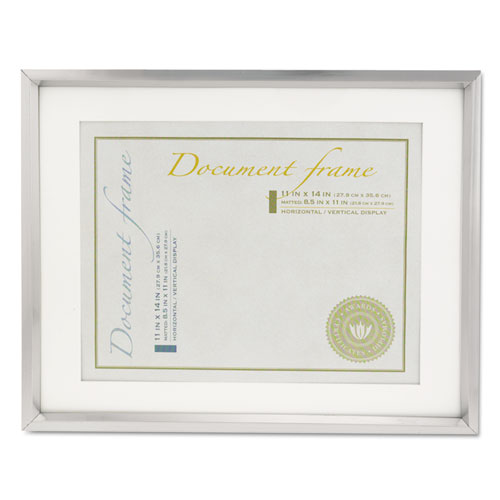 Plastic Document Frame With Mat, 11 X 14 And 8 1-2 X 11 Inserts, Metallic Silver