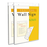 Wall Mount Sign Holder, 11" X 8 1-2", Horizontal, Clear, 2-pack