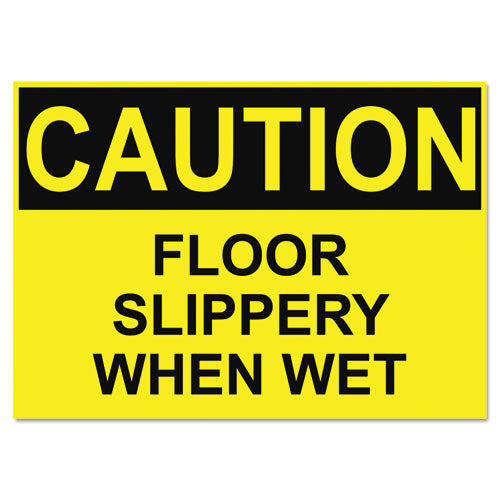 Osha Safety Signs, Caution Slippery When Wet, Yellow-black, 10 X 14