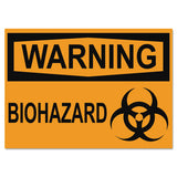 Osha Safety Signs, Warning Biohazard, Orange-black, 10 X 14