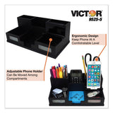 Midnight Black Desk Organizer With Smartphone Holder, 10 1-2 X 5 1-2 X 4, Wood