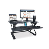High Rise Height Adjustable Standing Desk With Keyboard Tray, 36w X 31.25d X 20h, Gray-black
