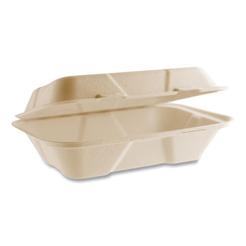 Nourish Molded Fiber Takeout Containers, 6.1 X 9 X 2.9, Natural, Sugarcane, 200/carton