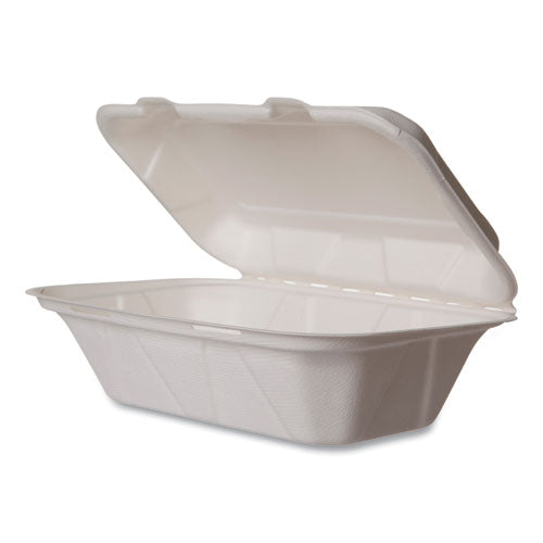 Nourish Molded Fiber Takeout Containers, 5 X 9 X 2, White, Sugarcane, 250/carton