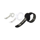 Portable Cord Ties, (2) 3" X 0.25"- (2) 5" X 0.38"- (2) 7" X 0.5", Black-gray-white, 6-pack