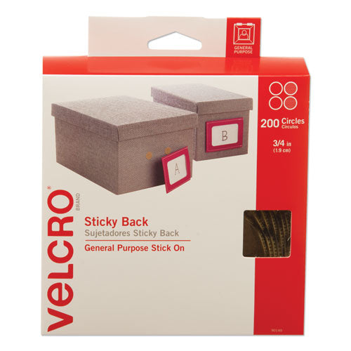 Sticky-back Fasteners With Dispenser Box, Removable Adhesive, 0.75