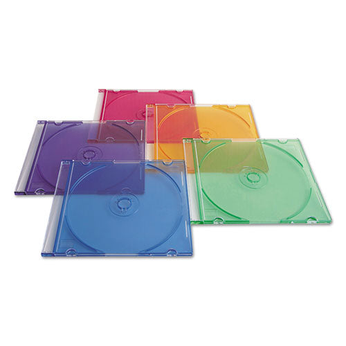 Cd-dvd Slim Case, Assorted Colors, 50-pack