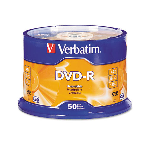 Dvd-r Discs, 4.7gb, 16x, Spindle, Silver, 50-pack
