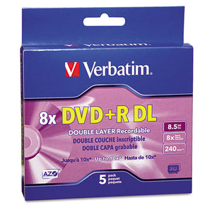 Dual-layer Dvd+r Discs, 8.5gb, 8x, W-jewel Cases, 5-pack, Silver