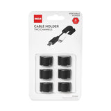 Two Channel Cable Holder, 2" X 2", Black, 6-pack