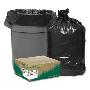 Linear Low Density Recycled Can Liners, 45 Gal, 1.65 Mil, 40" X 46", Black, 100-carton
