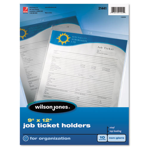 Top-loading Job Ticket Holder, Nonglare Finish, 9 X 12, Clear-frosted, 10-pack