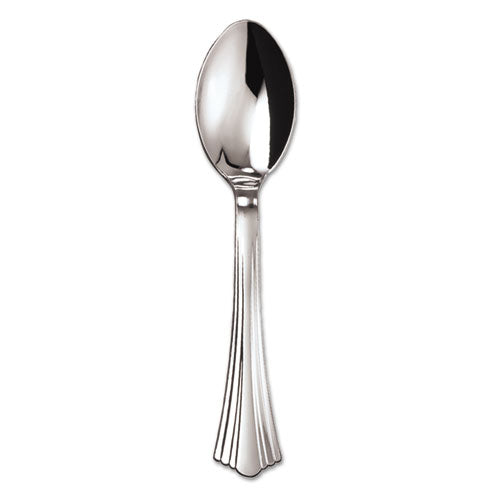 Heavyweight Plastic Spoons, Silver, 6 1-4
