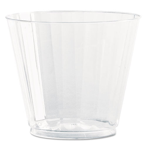 Classic Crystal Plastic Tumblers, 9 Oz., Clear, Fluted, Squat, 12-pack
