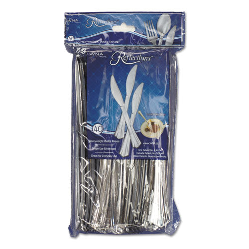 Reflections Heavyweight Plastic Utensils, Knife, Silver, 7 1-2