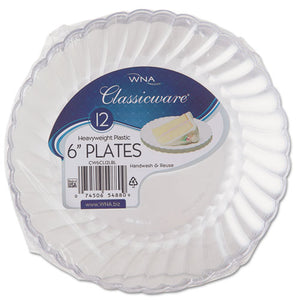 Classicware Plastic Plates, 6" Dia., Clear, 12 Plates-pack, 15 Packs-carton