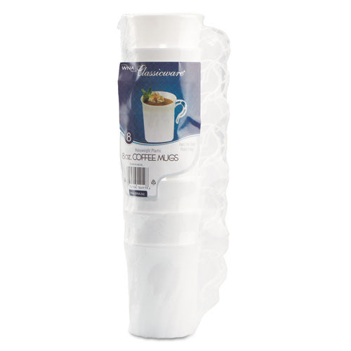 Classicware Plastic Coffee Mugs, 8 Oz., White, 192-carton
